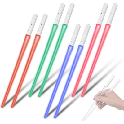4 paar lichtzwaard eetstokjes lichtgevende LED 9 kleurrijke kleurveranderende eetstokjes transparant ABS 4 Pair