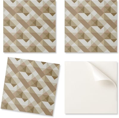 Set vinyltegels, eenvoudig te installeren, geometrisch patroon in aardetinten, 20x20x20 cm