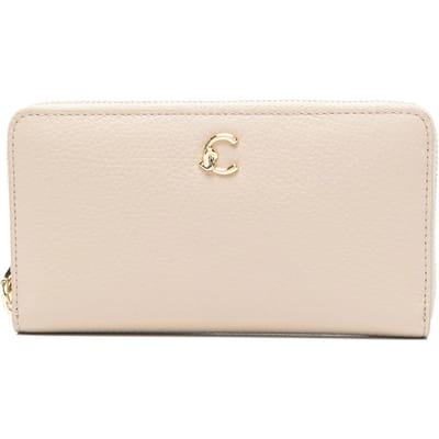 COCCINELLE Leren portemonnee C-Me Wallet Grained Leather Seagrass kaki