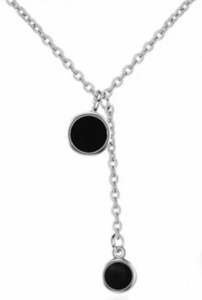 Ketting- Zilver- Zwart- Rond-Charme Bijoux