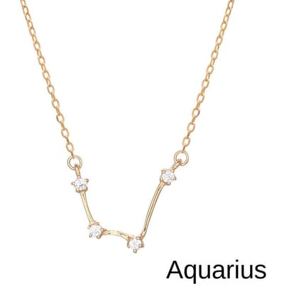 Lichte Luxe Sieraden S925 Sterling Zilveren Sterrenhemel Ketting Ins Twaalf 12 Sterrenbeeld Ketting Dames Sleutelbeen Keten beige