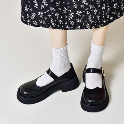 Lolita Schoenen Japans Meisje Platform Zwarte Hoge Hakken Mode Ronde Neus Mary Janes Vrouwen Student Cosplay Schoenen Groen Zwart 8.5 zwart