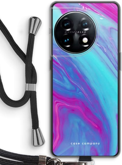 Case Company® - Hoesje met koord geschikt voor OnePlus 11 hoesje met Koord - Zweverige regenboog - Telefoonhoesje met Zwart Koord - Bescherming aan alle Kanten en Over de Schermrand