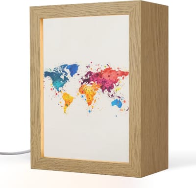 Tafellamp 15x20 cm - LED lamp - Wereldkaart - Graffiti - Kleurrijk - Decoratieve tafellampen - Dimbaar - Tafellampje slaapkamer - Woonkamer binnen