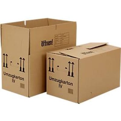 Verhuisdoos, 2-golf, tot 40 kg, opschrijfveld, BC-golfkarton, verstevigde handgrepen, vlinderbodem, L 550 x B 350 x H 330 mm, FSC®, bruin