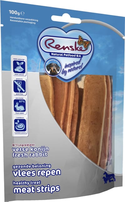 Renske Vleesrepen  - Hondensnacks - Konijn & Groente - 100 g