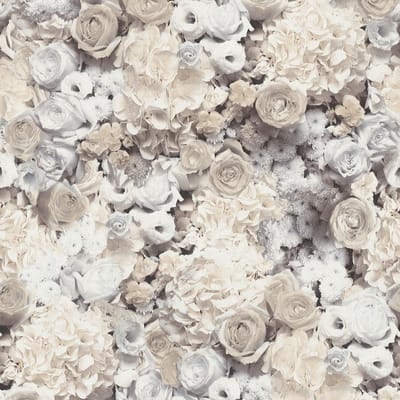 Bloemen behang Profhome 380083-GU vliesbehang glad met bloemen patroon mat grijs beige geel 5,33 m2