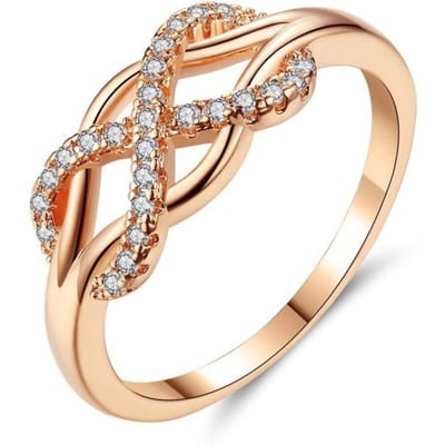 Nieuwe Zirkonia Kristal Oneindige Liefde Ringen Voor Vrouwen Mode Design Statement Roségoud Kleur Ring Trouwjuwelen 9 beige