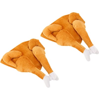 2 STKS Geroosterde Kalkoen Hoed Prachtige Thanksgiving Pluche Kalkoen Hoed voor Halloween Kostuum Aankleden orange