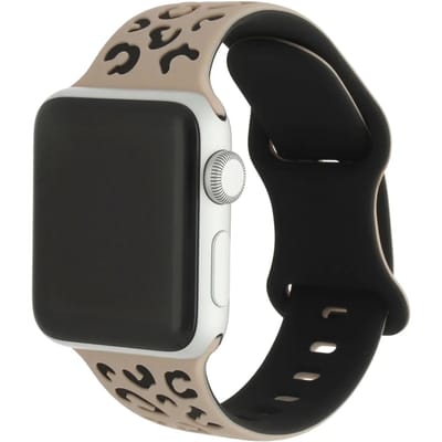123watches Wild bandje - siliconen - lichtbruin zwart - 38 · 40 · 41 & 42 mm - Geschikt voor Apple Watch series 1/2/3/4/5/6/7/8/9/10/11/12/SE/SE2/SE3