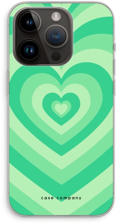 Case Company® - Hoesje geschikt voor iPhone 14 Pro hoesje - Hart Groen - Soft Cover Telefoonhoesje - Bescherming aan alle Kanten en Schermrand