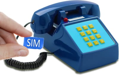OPIS MOBILE Push-Me-Fon - Retro telefoon voor het 4G mobiele netwerk (SIM-kaart) - blauw