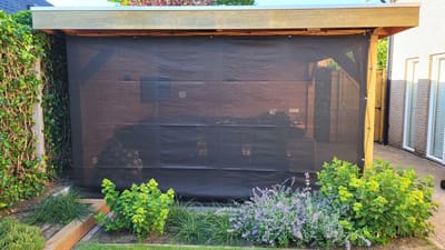 verandadoek - zwart - 300 x 225cm - inclusief zeilogen - HDPE - 180 gram - overkapping