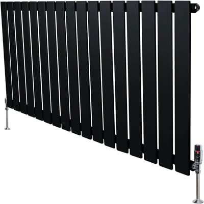 1-kolom design radiator - 600x1190 mm - zwart - thermostaatkraan