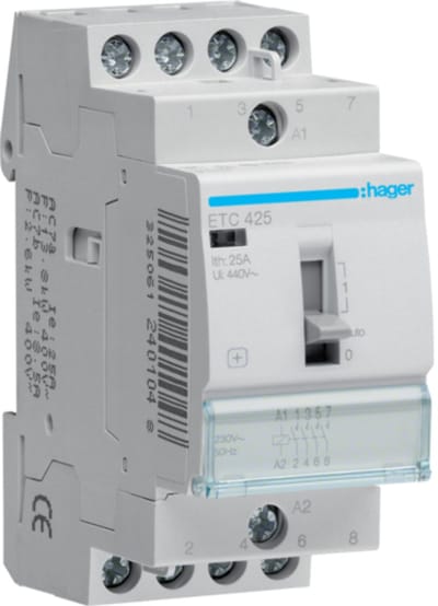 Hager - Contactor D/N 4X25A 230V 4NO - ETC425