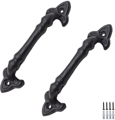 Schuifdeurgreep, 185 mm lengte, meubelgrepen, vintage, met 4 schroeven, voor schuur, garage, kasten