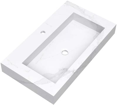 Brauer Coral Wastafel - 80 cm - met 1 Spoelbak en 1 Kraangat - Marmerlook Calacatta Gold