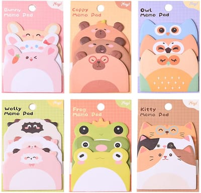 Dailygoods- Notitieblaadjes 270 Vellen - Cartoon Dieren - Zelfklevend - Kantoor/School - 6 Blokken - 5 x 6 cm - Memo Pads
