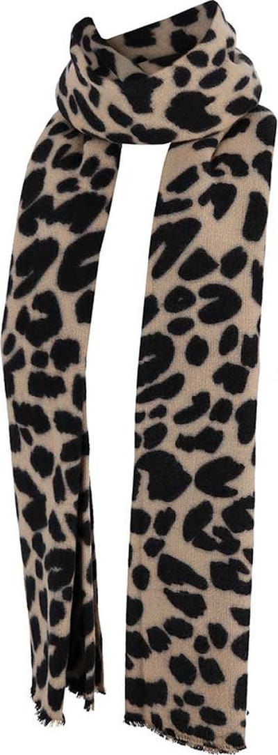 Sarlini Langwerpige Woven Sjaal Leopard Zwart/Zand
