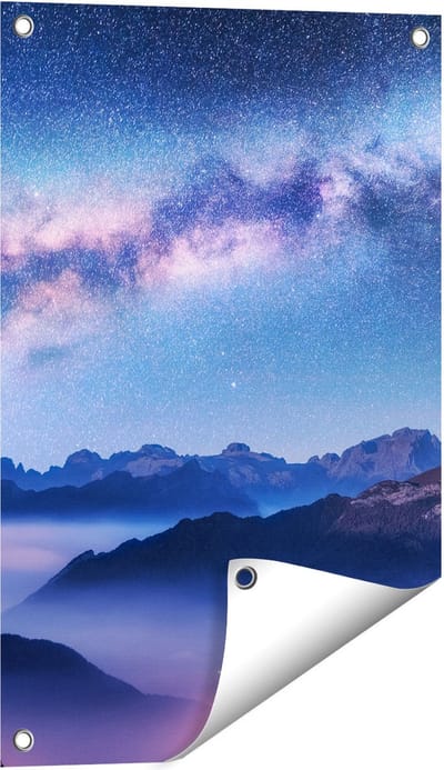 Gards Tuinposter Melkweg bij de Bergen in Itali� - 40x60 cm - Tuindoek - Tuindecoratie - Wanddecoratie buiten - Tuinschilderij