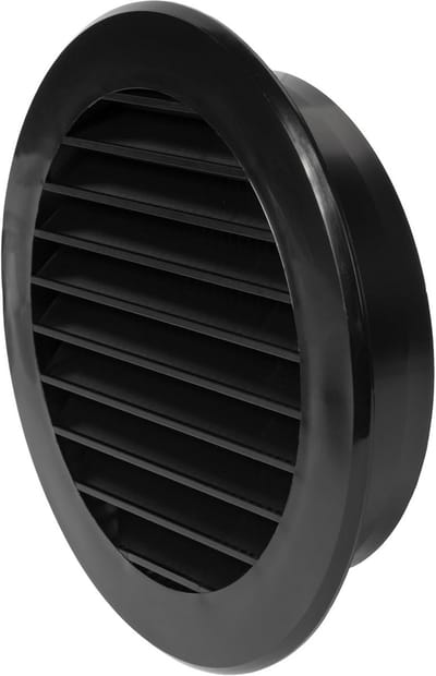 Rond Ventilatie Rooster Zwart 100mm - Luchtinlaat Afvoer met Gaas voor Plafond en Muur