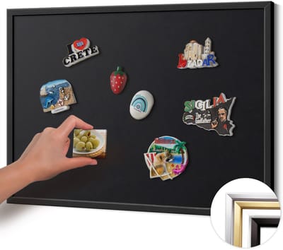 Wallfluent - Zwart Magneetbord Met Effen Achtergrond - 70 cm x 50 cm - Magneetbord met Zwarte Frame - Zwarte kleur - Magnetisch Wandbord - Memobord Magnetisch - Magnetisch Bord Kindvriendelijk