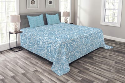 ABAKUHAUS Balinese tribale dagdeken – 264 x 220 cm – 2 kussenhoezen – lichtblauw/wit – wasbaar