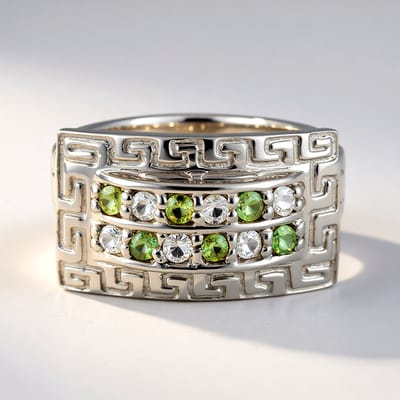 Cavill - 925 Sterling Zilveren Ring met Braziliaanse Alexandriet - Rond Slijpsel - Pave Zetting - Luxe Geometrisch Design - Kleurveranderend