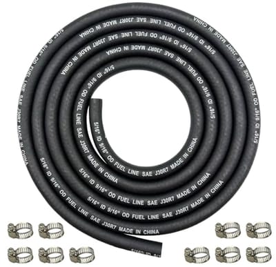 8 mm Benzineslang van 2,4 m met 10 Slangklemmen - Gevlochten Rubber Slang voor Auto's en Bootgeneratoren