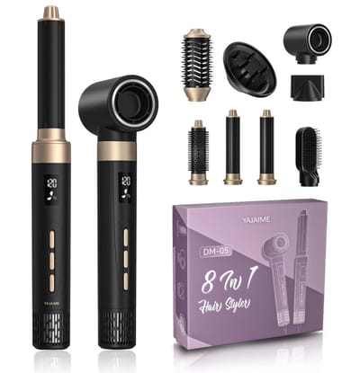 Yajaime® 8-in-1 Airstyler met Diffuser en reistas - Multistyler - Matzwart - Hairwrap - Haarstyler - Haardroger - Warmteborstel - Krulborstel - Krultang - Stijlborstel - Incl Coldshot - Krultang 5 in 1 - Fohnborstel