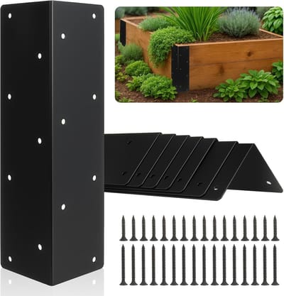KZQ 8 Stuks Verhoogde Tuinbed Hoekbeugels voor Houten Planterbakken 28x7x7 cm Roestbestendige Metalen Hoekbeugels met Schroeven voor Bloembedden Moestuinen en Meubels