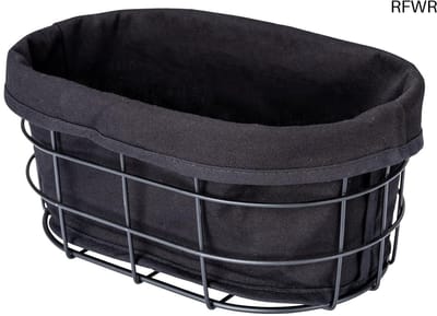 RFWR® Broodmand voor Buitenkeuken - Stijlvolle Mand voor Brood, Broodjes en Stokbrood van Metaal met Wasbare Katoenen Inzet