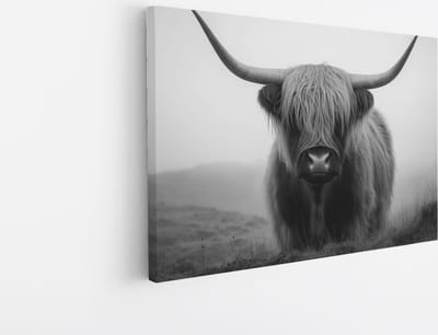 Saammp Canvas Schilderij Schotse Hooglander Koe - Abstract - Dieren - Natuur - 45x30 - Foto op canvas - Wanddecoratie - muurdecoratie Woonkamer - Slaapkamer decoratie - Canvas Print