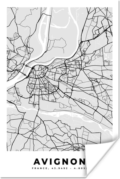 Poster Frankrijk - Plattegrond - Kaart - Avignon - Stadskaart - 120x180 cm XXL