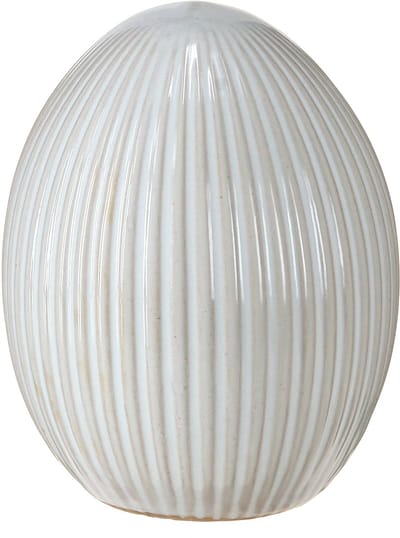 Paaseieren Keramiek Decoratief Ei met Groeven Wit Grijs 10×12.5cm 2 St