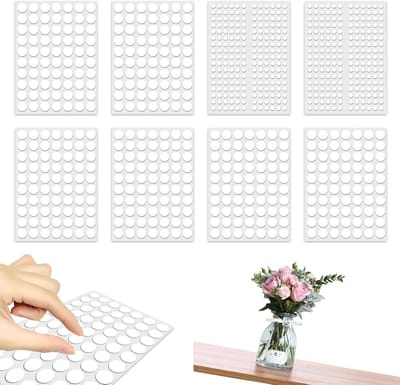 Dubbelzijdige Lijmpunten, 800 Stuks, Transparante Ronde Plakpads voor Posters, Behang en Creatieve Klussen, Verkrijgbaar in 2 Maten