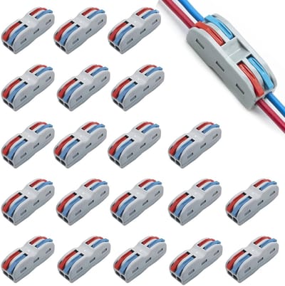Set van 20 Kabelconnectoren, 2-Pin Aansluitterminals met Hefmechanisme voor 0.08-4 mm² Kabels, Ideaal voor LED Verlichting en Auto-toepassingen