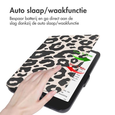 imoshion Design Slim Hard Case Bookcase voor de Amazon Kindle Paperwhite (2024) / Paperwhite Signature Edition (2024) / Colorsoft (2024) / Colorsoft Signature Edition (2024) - Leopard