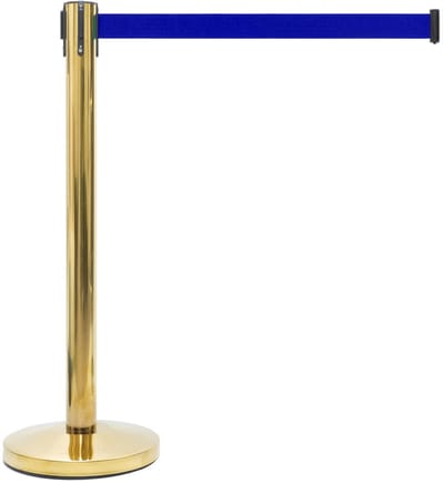 GJ Floors - Afzetpaal met trekband | Messing - Donkerblauw - Hoogte: 92 cm - Lengte: 200 cm - Steel diameter: 5,1 cm
