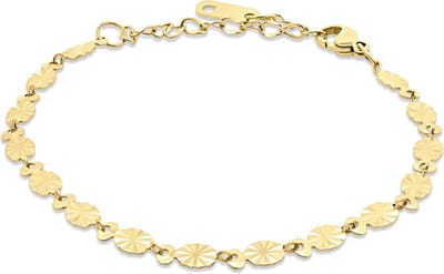 CO88 Collection 8CB-91366 – Armband Dames – Bewerkte Ovale Elementen 5 mm – Goudkleurig – Roestvrij Staal – 16+3 cm – Cadeau voor Vrouwen