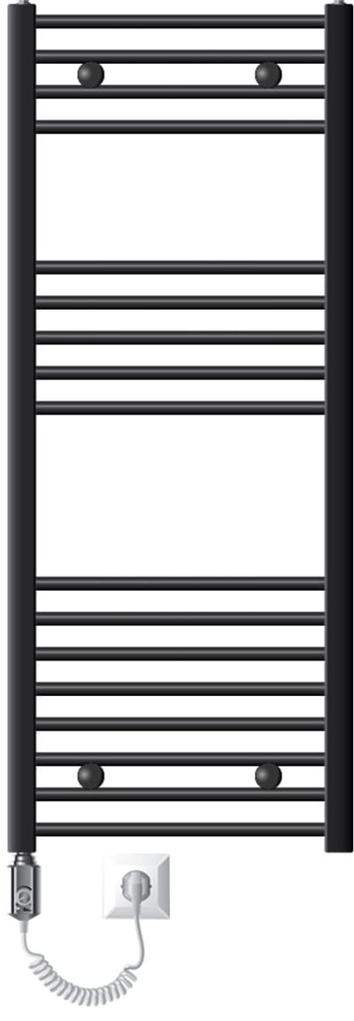 Elektrische badkamerradiator met verwarmingselement 900W 500x1200 mm antraciet gebogen met zijaansluiting LuxeBath