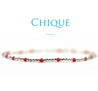 Heaven Eleven - Dames - armband - fijn - 925 zilver - 1mm - rood kralen