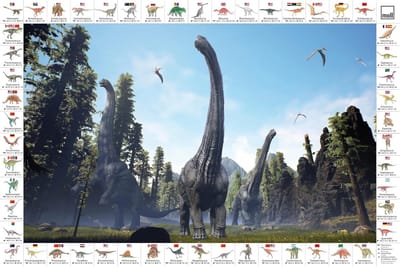 Bureauonderlegger Dino - Schrijfonderlegger Kinderbureau - Leren en Spelen - Beschermt bureauoppervlak - 42x59 cm - Gemêleerd