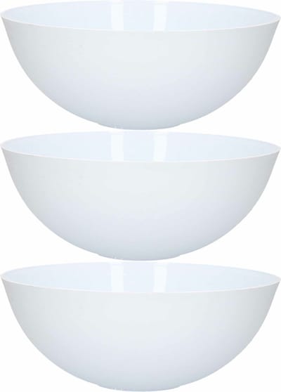 Plasticforte Serveerschaal / saladeschaal - 3x - D25 cm/H10 cm - kunststof - mat wit - 2,5 liter
