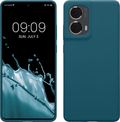 kwmobile telefoonhoesje geschikt voor Motorola Moto G85 5G - Hoesje met siliconen coating - Smartphone case in mat petrol