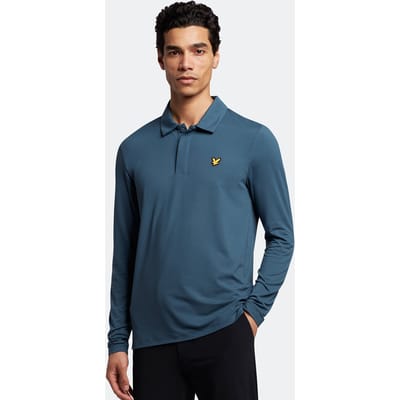 Lyle & Scott Verborgen knop met lange mouwen poloshirt in Marine