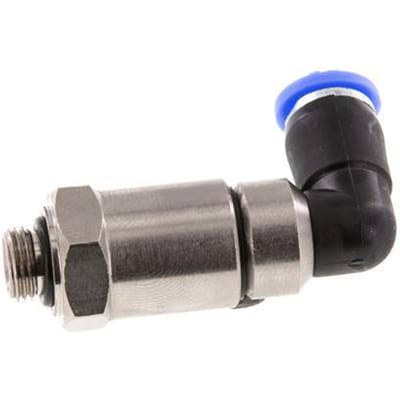 6mm & G1/8'' L-stuk Hoge Snelheid Draaidoorvoer Insteek Buitendraad Vernikkeld Messing/PBT NBR