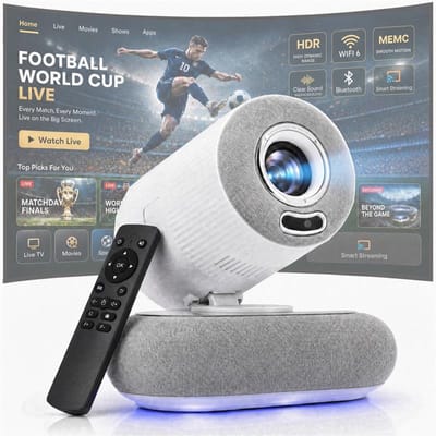 Full HD Smart Beamer - Voor iOS en Android - 1080P Mini Beamer tot 508 cm Projectieformaat - Mini Projector Bluetooth 5.4 & WiFi - Beamer Projector - Portable Mini Beamer Smartphone - Draagbare Beamer - Thuisbioscoop - Home Cinema - Wit - Silvergear