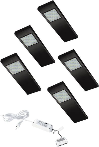 LED 12V Onderbouw set Dotty 5 Spots met Schakelaar kleur Zwart LVSET5DOTSZ