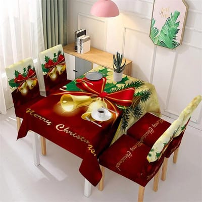 Kerst Tafelkleed Hoes Waterdicht Diner Tafelkleed Sneeuwvlok Patroon Kerst Spandex Eetkamerstoelhoezen Kerstfeest only 1 Chair Cover gray